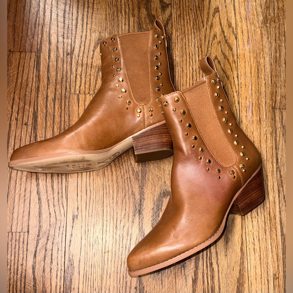 Michael Kors Tan Studded Ankle Boots - Picture 3 of 4